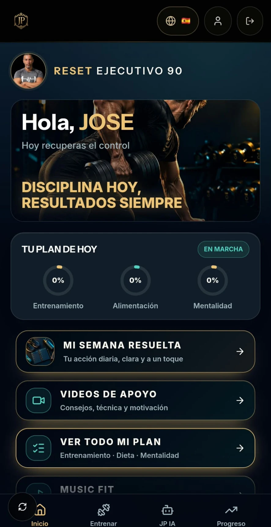 Pantalla real de la app: Inicio