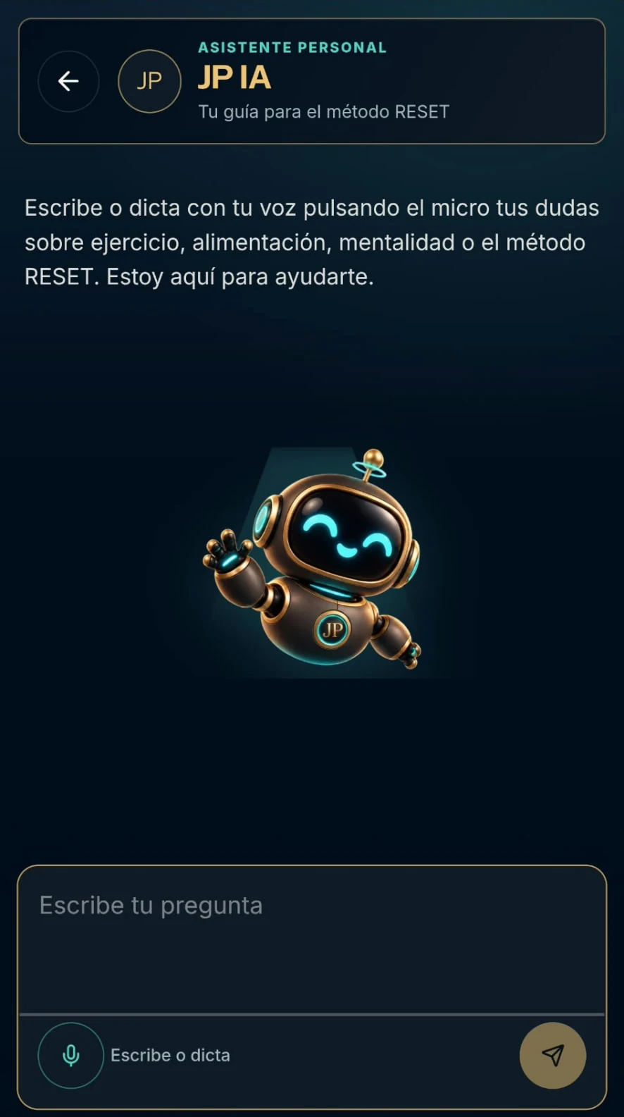 Pantalla real de la app: JP IA